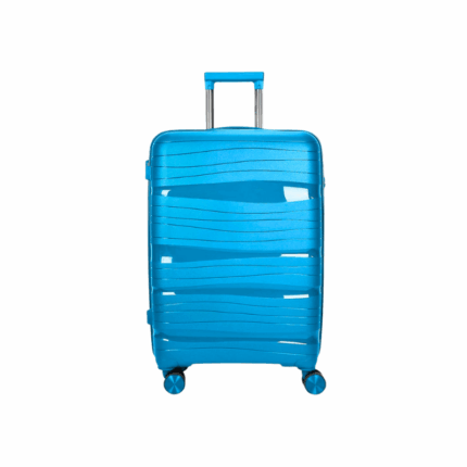 Blauwe harde reiskoffer 18 inch met uittrekbaar handvat en vier wielen