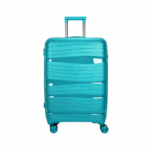 Blauwe harde reiskoffer 24 inch met uittrekbaar handvat en vier wielen