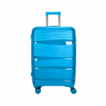 Blauwe harde reiskoffer 20 inch met uittrekbaar handvat en vier wielen