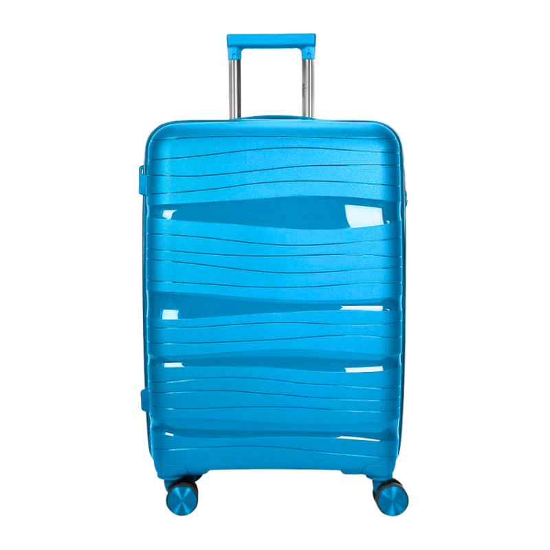 LS203TBB Blauwe harde reiskoffer 24 inch met uittrekbaar handvat en vier wielen