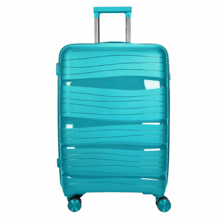 Blauwe harde reiskoffer 28 inch met uittrekbaar handvat en vier wielen