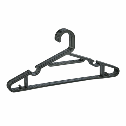 Sev kledinghangerset zwart 6 stuks - kunststof kledinghangers