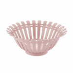 Roze kunststof vruchtenmand met open design en ronde bodem – 30×12 cm