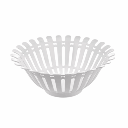 Wit kunststof vruchtenmand met open design en ronde bodem – 30×12 cm