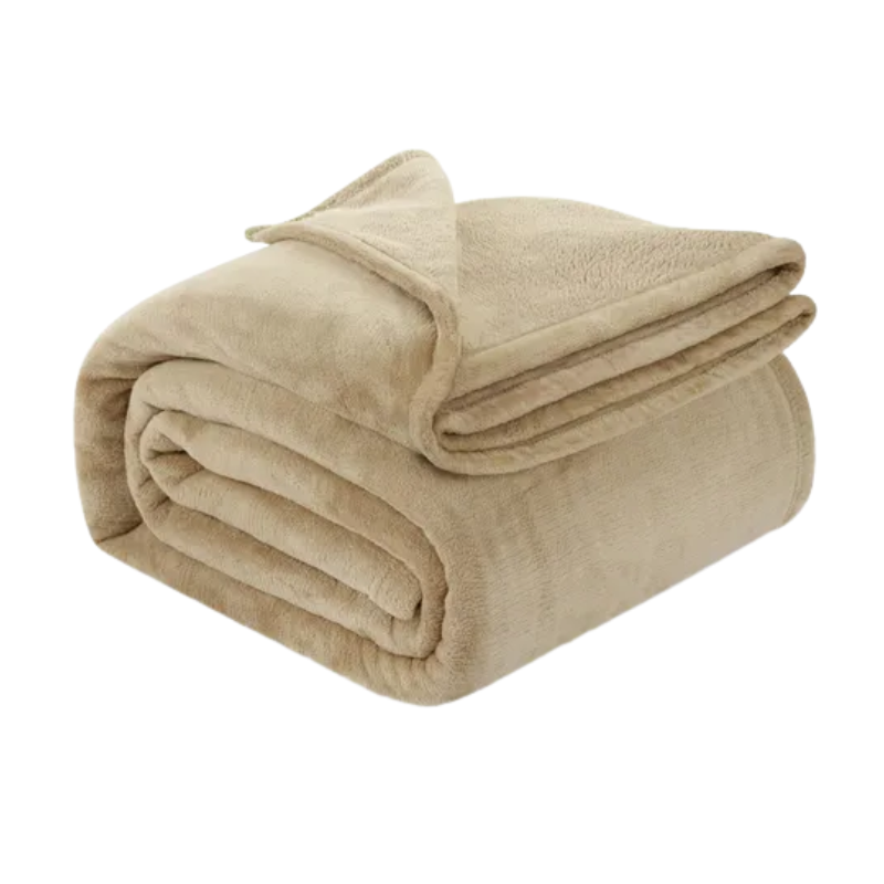 Summit Fleece Deken 220×250 cm van 100% polyester in diverse kleuren, zacht, warm en lichtgewicht, ideaal voor bank of slaapkamer-beige