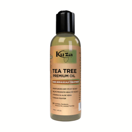 Kuza Tea Tree Premium Oil verzorgt haar, huid en hoofdhuid, helpt droge hoofdhuid hydrateren en ondersteunt een gezonde hoofdhuidbalans.