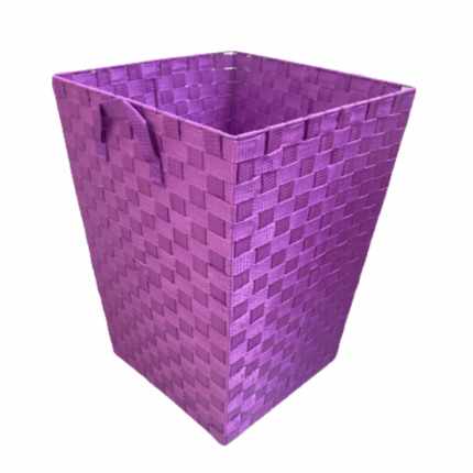 Kennedy gevlochten wasmand van kunststof in plum kleur met handgreep