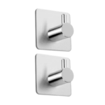 Life Art vierkante zelfklevende wandhaken van roestvrij staal – set van 2 – 4,5x2,8 cm