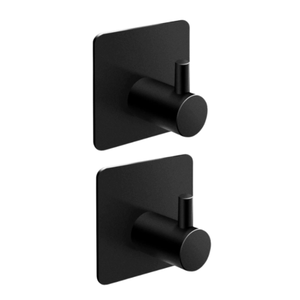 Life Art zwarte vierkante zelfklevende wandhaken van roestvrij staal – set van 2 – 4,5x2,8 cm