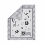 Babybeddengoed set met comforter, hoeslaken en bedrok in grijze print voor babybed