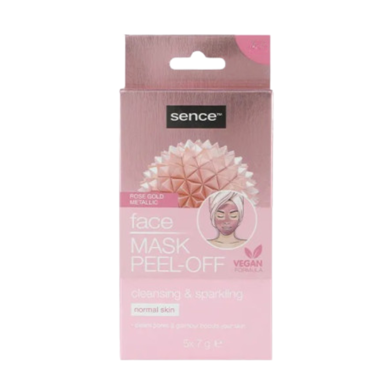 8720701038813 Sence Face Mask Cleansing & Sparkling Rose Gold Metallic 4×7 g peel-off gezichtsmasker