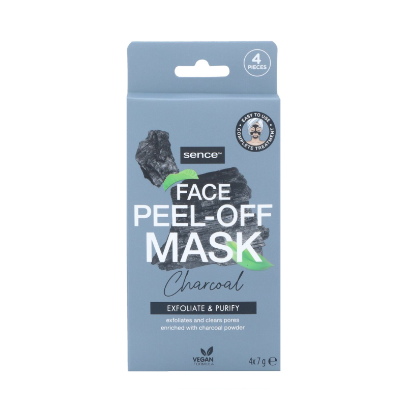 8720964890159 (1) Sence Face Mask Exfoliate & Purify Charcoal 4×7 g peel-off gezichtsmasker