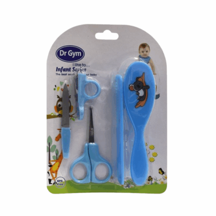 Dr Gym baby verzorgingsset met roze babyborstel, schaartje, nagelvijl en nagelknipper