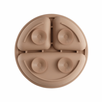 Siliconen kinderbord met zuignappen en vakverdeling in neutrale kleur