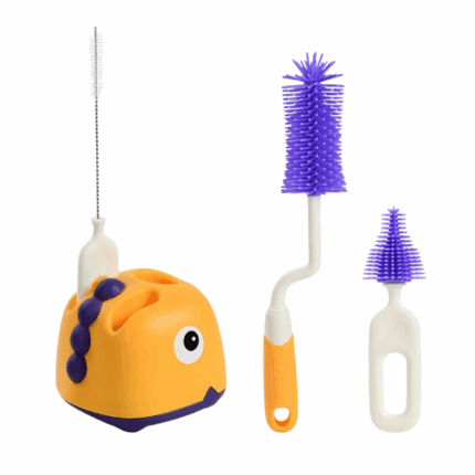 Babyfles Reinigingsborstel Set 4-delig met flessenborstel, speenborstel en rietjesborstels