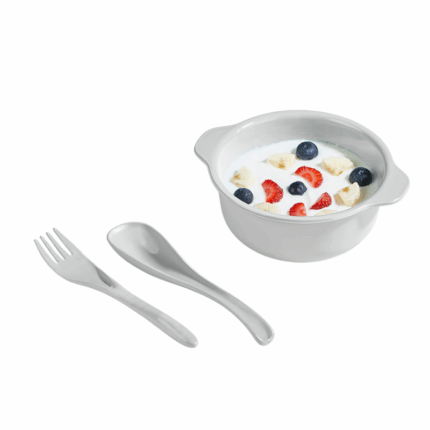 Qlux kinder eetsetje met kom, vork en lepel voor peuters en jonge kinderen