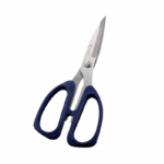 Huishoudschaar 17 cm met roestvrijstalen messen en zwarte handgrepen