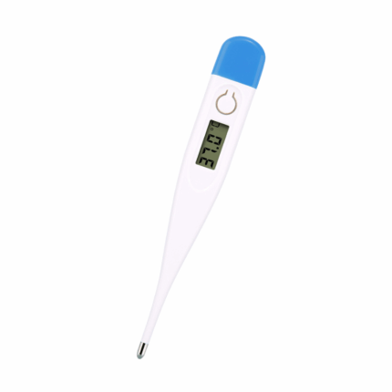 Digitale koortsthermometer met display op witte achtergrond