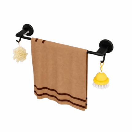 Zwart baddoekrek met zuignappen van 50 cm, wandgemonteerd handdoekrek zonder boren