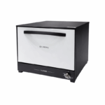 Global gasoven 107 liter zwart wit vrijstaand model met draaiknop voorzijde