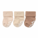 Baby antislip sokjes 3 paar in neutrale kleuren met gripzool