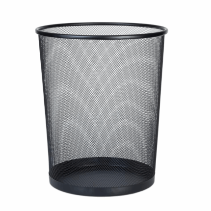 Homestar metalen prullenbak van zwart metaalgaas met ronde vorm – 29×33 cm