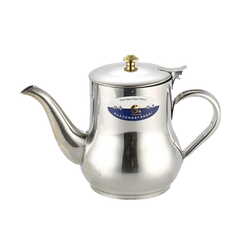 TP04 Roestvrijstalen theepot van 24 oz met schenktuit, handvat en deksel, geschikt voor het zetten en schenken van thee.