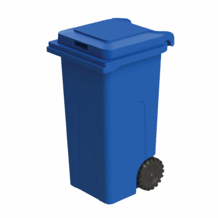 Blauwe afvalcontainer op wielen van 30 gallon voor papier en recycling