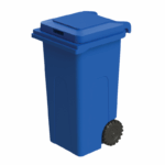 Blauwe afvalcontainer op wielen van 60 gallon voor papier en recycling