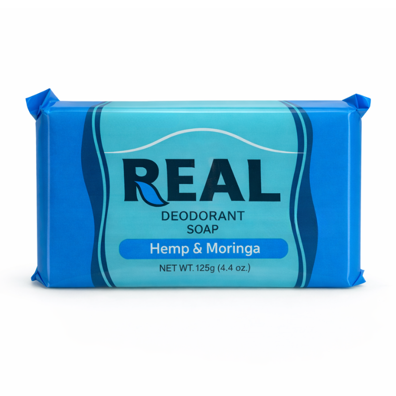 101041 (1) Real Deodorant Soap Hemp & Moringa 125g deodorantzeep verpakking