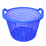 Kunststof wasmand met handvatten in groen of blauw met open ventilatiestructuur