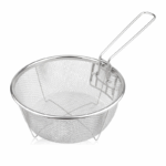 Ronde RVS frituurmand met handgreep voor friteuse