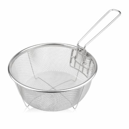Ronde RVS frituurmand met handgreep voor friteuse