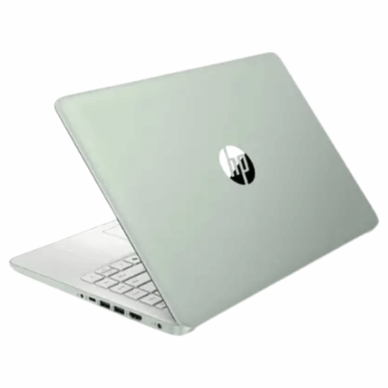HP 14 inch laptop groen schuin achteraanzicht half open