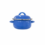 Emaille kookpot met deksel 18x9 cm in diverse kleuren op witte achtergrond