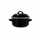 Emaille kookpot met deksel 18x9 cm in diverse kleuren op witte achtergrond