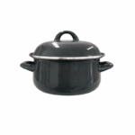 Emaille kookpot met deksel 20x9,9 cm in diverse kleuren op witte achtergrond