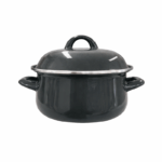 Emaille kookpot met deksel 22x10,8 cm in diverse kleuren op witte achtergrond
