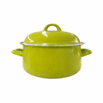 Emaille kookpot met deksel 22x10,8 cm in diverse kleuren op witte achtergrond