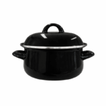 Emaille kookpot met deksel 22x10,8 cm in diverse kleuren op witte achtergrond