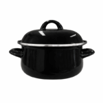 Emaille kookpot met deksel 24x11,5 cm in diverse kleuren op witte achtergrond