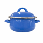 Emaille kookpot met deksel 24x11,5 cm in diverse kleuren op witte achtergrond