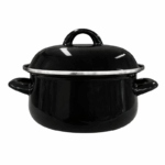 Emaille kookpot met deksel 26x12,4 cm in diverse kleuren op witte achtergrond