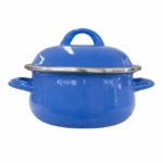 Emaille kookpot met deksel 26x12,4 cm in diverse kleuren op witte achtergrond