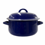 Emaille kookpot met deksel 26x12,4 cm in diverse kleuren op witte achtergrond