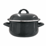 Emaille kookpot met deksel 26x12,4 cm in diverse kleuren op witte achtergrond