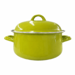 Emaille kookpot met deksel 26x12,4 cm in diverse kleuren op witte achtergrond