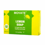 Movate Lemon Soap 85 gram – verfrissende citroenzeep in groene en gele verpakking voor dagelijkse huidreiniging.