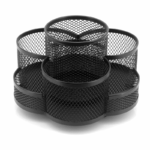 360 graden draaibare metalen mesh bureau organizer met meerdere opbergvakken