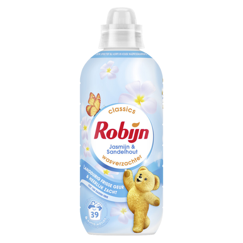 8720181633072 Robijn Wasverzachter Jasmijn & Sandelhout 780 ml fles met bloemige en houtachtige geur